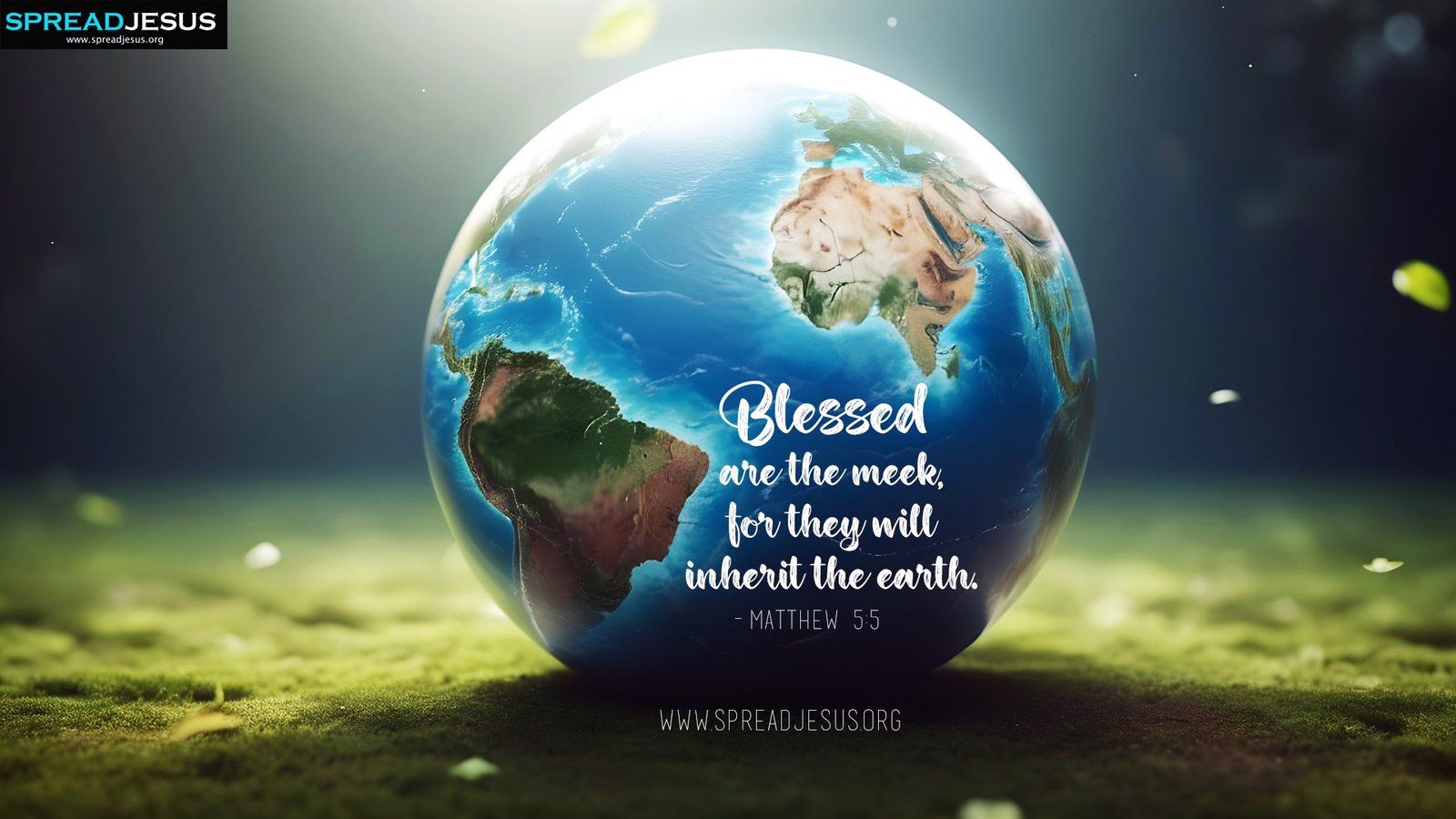 Jesus Christ Bible Quote Matthew 5 5 Inspirational Wallpaper - Free Christian Wallpaper Download